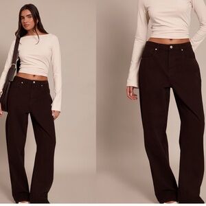 Chocolate Mid Rise Boyfriend Jeans